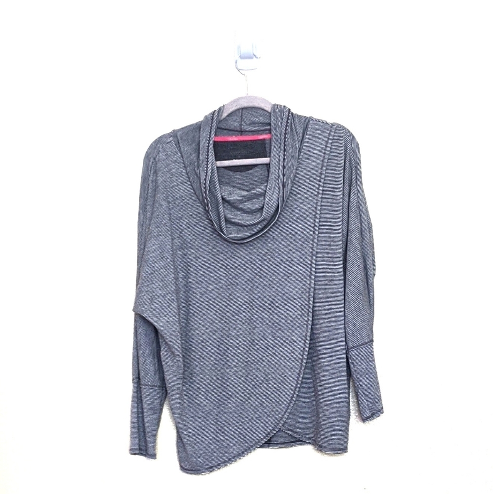 Striped Cowl Neck Long Sleeved Shirt